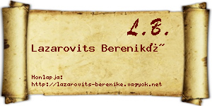 Lazarovits Bereniké névjegykártya